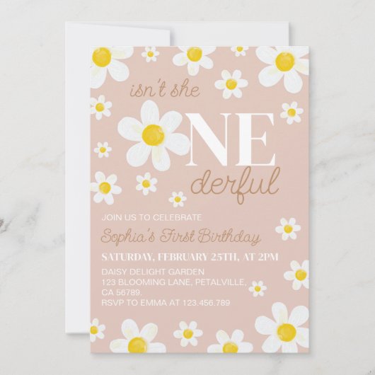 Invitation Boho Daisy n'est-elle pas un seulpremier anniversa (Devant)