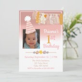 Invitation Boho Daisy Photo personnalisée Filles Premier anni (Debout devant)