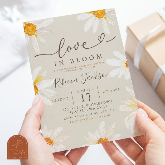 Invitation Boho Daisy Summer Love in Bloom Fête des mariées
