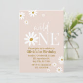 Invitation Boho Daisy Wild One Premier Anniversaire (Debout devant)