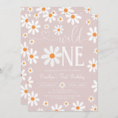 Invitation Boho Daisy Wild Un 1er anniversaire fêté Invitatio (Devant / Derrière)