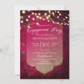 Invitation Boho damask inspiré de l'Inde en rose profond (Devant)