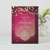 Invitation Boho damasqué inspiré de l'Inde en rose profond (Debout devant)
