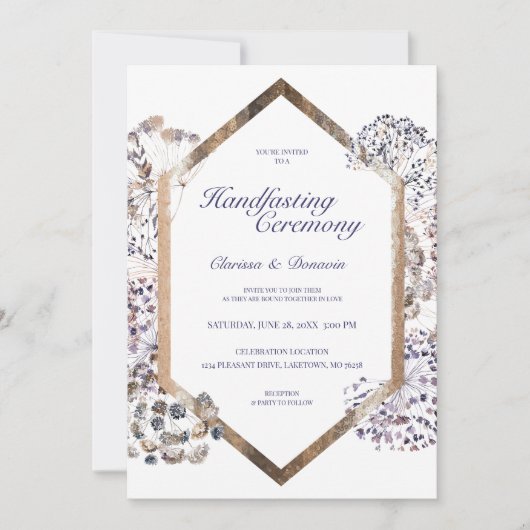 Invitation Boho Dandelion Floral Pagan Handfasting (Devant)