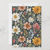 Invitation Boho Dark Floral Fleur sauvage Baby shower (Dos)