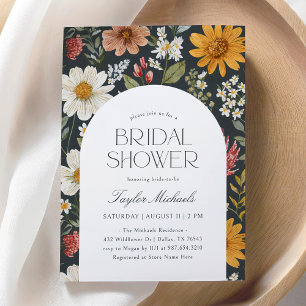 Invitation Boho Dark Floral Fleur sauvage Fête des mariées