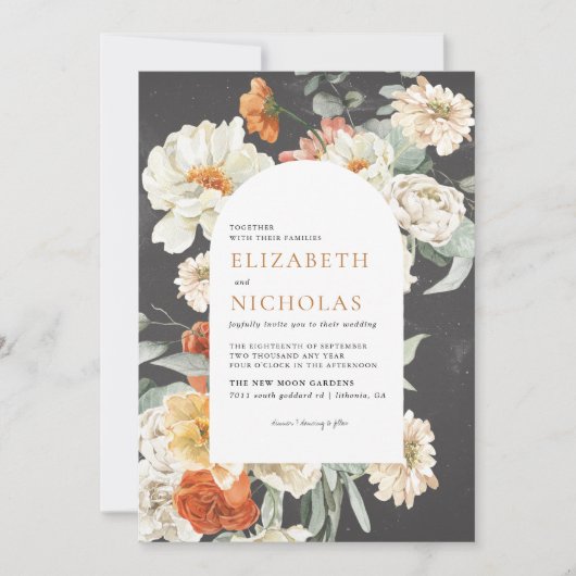 Invitation Boho Dark Floral Greenery Mariage botanique (Devant)