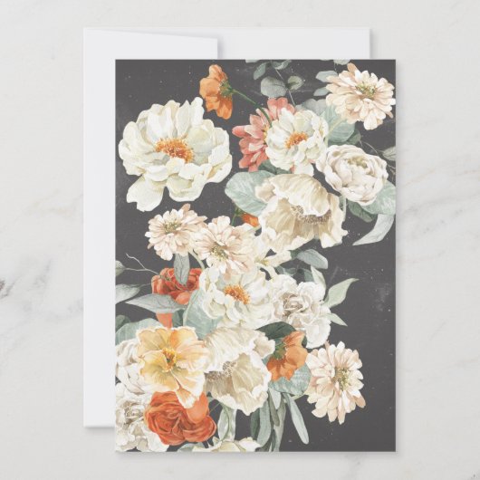 Invitation Boho Dark Floral Greenery Mariage botanique (Dos)