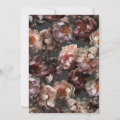 Invitation Boho Dark Peony Flowers Moderne Charbon (Dos)