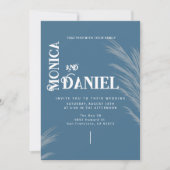 Invitation Boho de luxe bleu & blanc Mariage (Devant)