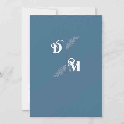 Invitation Boho de luxe bleu & blanc Mariage (Dos)