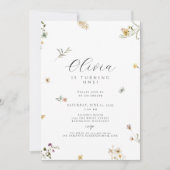 Invitation Boho de premier anniversaire fleur sauvage (Devant)