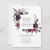 Invitation Boho de vin Bourgogne Mariage Floral (Devant)