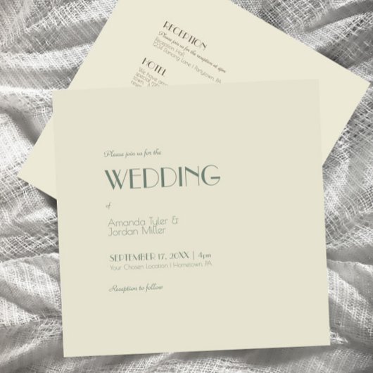 Invitation Boho Deco d'automne | Cream Carré All One Mariage