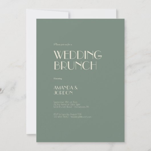 Invitation Boho Deco d'automne | Sage Green Mariage Brunch (Devant)