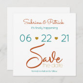 Invitation BOHO décontracté Bold Turquoise Rust Gold Enregist (Devant / Derrière)