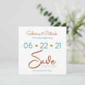 Invitation BOHO décontracté Bold Turquoise Rust Gold Enregist (Debout devant)