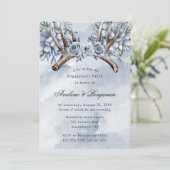 Invitation Boho Deer Antler Blue Floral Bachelorette (Debout devant)