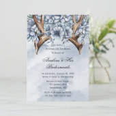 Invitation Boho Deer Antler Blue Floral Bridesmaiers Déjeuner (Debout devant)