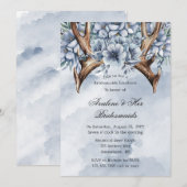 Invitation Boho Deer Antler Blue Floral Bridesmaiers Déjeuner (Devant / Derrière)