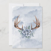 Invitation Boho Deer Antler Blue Floral Mariage Couple Douche (Dos)