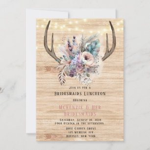 Invitation Boho Deer Antler Floral Bridesmaiers Déjeuner
