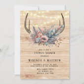 Invitation Boho Deer Antler Floral Couples Douche (Devant)