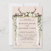 Invitation Boho Deer Antlers Canopée blanche Rustique (Devant)