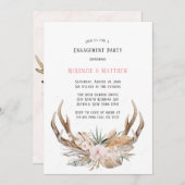 Invitation Boho Deer Antlers et Florals (Devant / Derrière)
