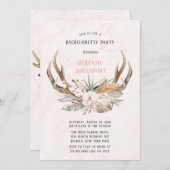 Invitation Boho Deer Antlers et Florals Bachelorette Party (Devant / Derrière)