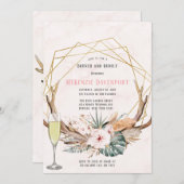 Invitation Boho Deer Antlers et Florals Brunch et Bubbly (Devant / Derrière)