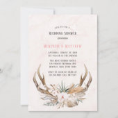 Invitation Boho Deer Antlers et Florals Wedding shower (Devant)
