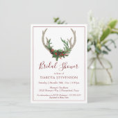 Invitation Boho Deer Antlers | Fête des mariées de Noël rusti (Debout devant)