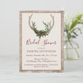 Invitation Boho Deer Antlers | Fête des mariées de Noël rusti (Debout devant)