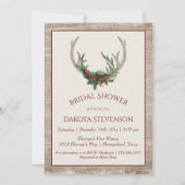 Invitation Boho Deer Antlers | Fête des mariées de Noël rusti (Devant)