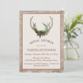 Invitation Boho Deer Antlers | Fête des mariées de Noël rusti (Debout devant)