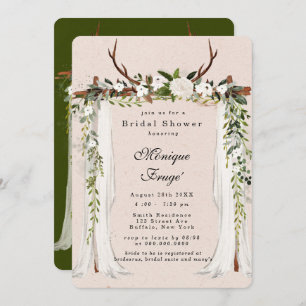 Invitation Boho Deer Antlers White Canopy Chic Fête des marié