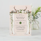 Invitation Boho Deer Antlers White Canopy Rustique Mariage (Debout devant)