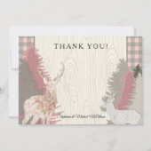 Invitation Boho Deer Bear Forêt de bois Plaid Merci (Devant)