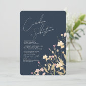 Invitation Boho Delicate Mariage de la marine Fleur sauvage (Debout devant)