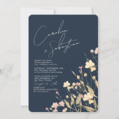 Invitation Boho Delicate Mariage de la marine Fleur sauvage (Devant)