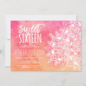 Invitation Boho dentelle florale mandala aquarelle rose Sweet (Devant)