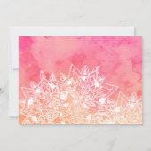 Invitation Boho dentelle florale mandala aquarelle rose Sweet (Dos)