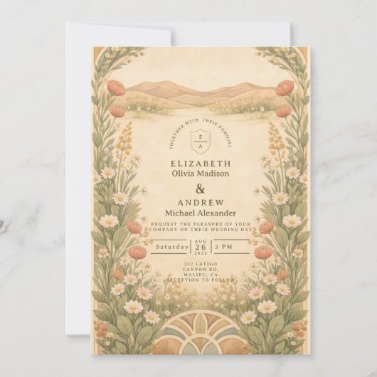 Invitation Boho Desert Botanical Wedding (Devant)