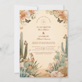 Invitation Boho Desert Cactus Floral Mariage (Devant)