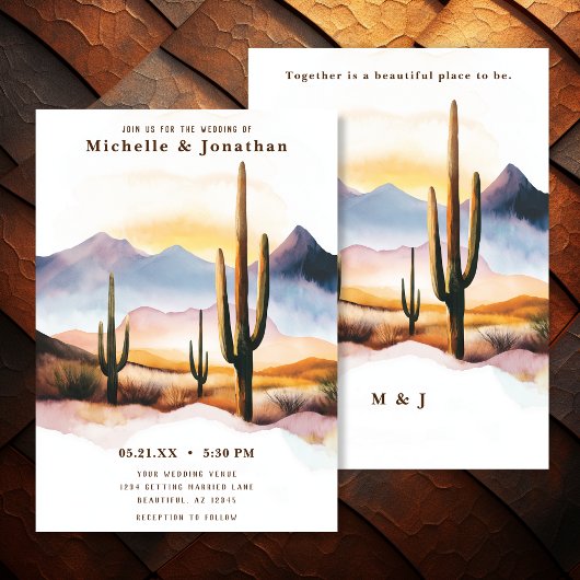 Invitation Boho Desert Cactus Mariage occidental
