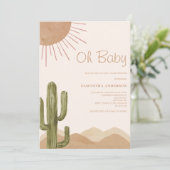 Invitation Boho Desert Cactus Oh Baby shower (Debout devant)