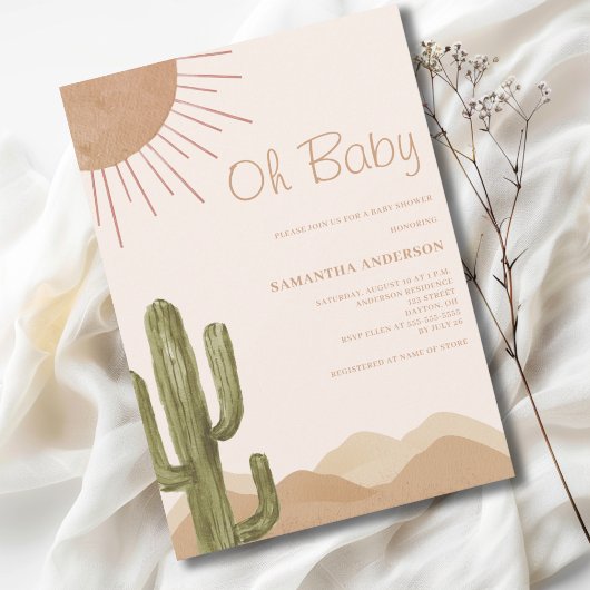 Invitation Boho Desert Cactus Oh Baby shower