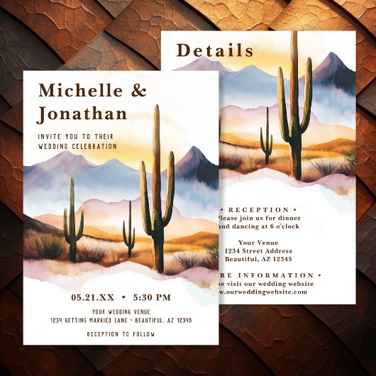 Invitation Boho Desert Cactus Western Tout en un Mariage