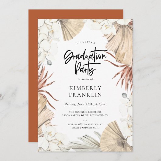 Invitation Boho Desert Chic Graduation Party (Devant / Derrière)